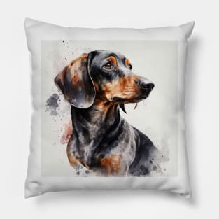 Dachshund Watercolour Style Painting Pillow