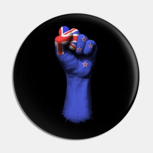 Flag of New Zealand on a Raised Clenched Fist Pin