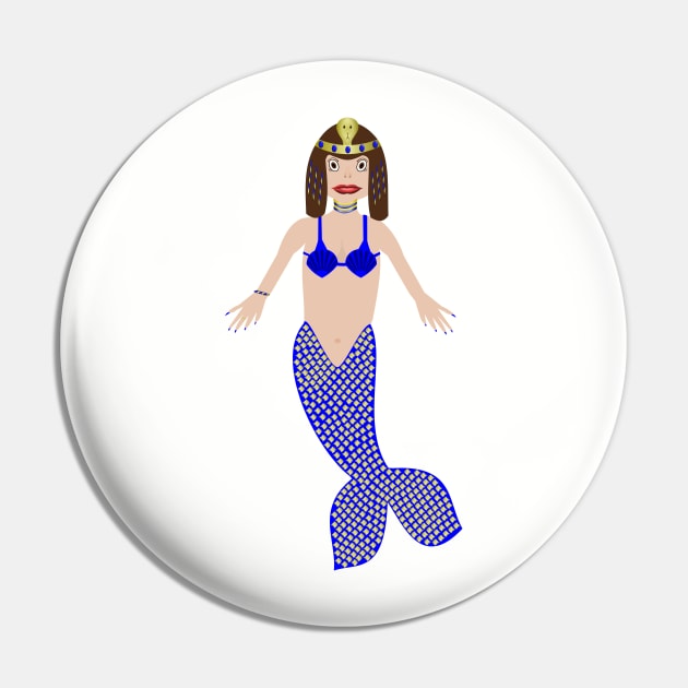 Cleopatra as a Mermaid Fantasy Art Pin by Krystal Raven