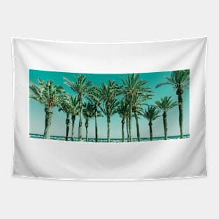 Row of tropical feeling palm trees panorama shape image Tapestry