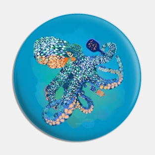 Pickleball octopus is well armed. By Pickleball ARTwear Pin