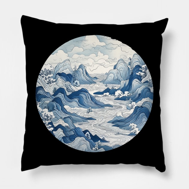 Japanese Map Artstyle Pillow by BloomInOctober