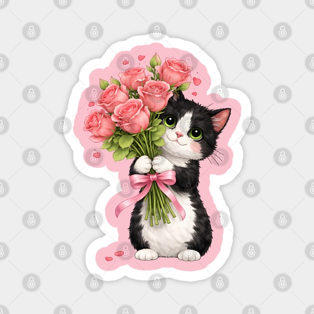 Kitten with Roses Magnet by Champanie's Store