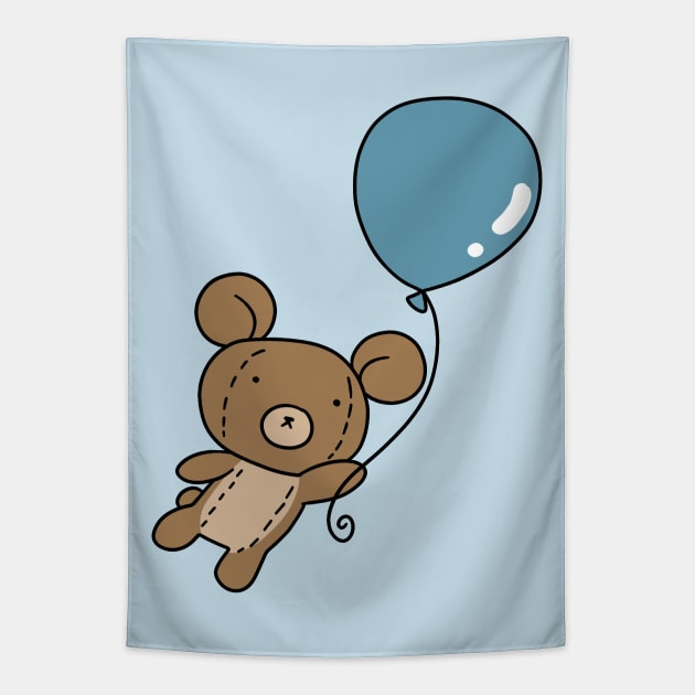 Blue Balloon Teddy Bear Tapestry by saradaboru