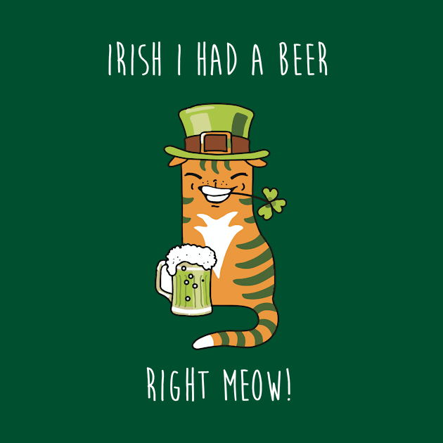 Irish I had a beer Right meow funny cat leprechaun by tshirtguild