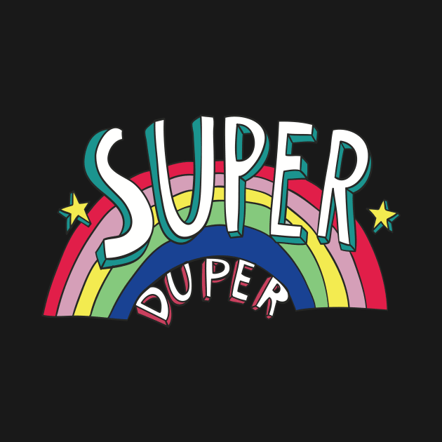 Super Duper Hand Drawn Seventies Style Rainbow Graphic by LittleBunnySunshine