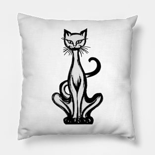 Retro 1970's Funky Groovy White Jazz Cat Cartoon Pillow