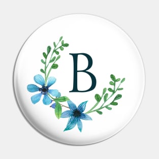 Floral Monogram B Pretty Blue Flower Pin