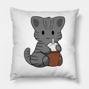 Black Stripped Cat Iced Coffee Pillow