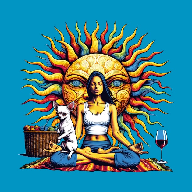 Zen Woman Chihuahua Meditation by Sideways Tees