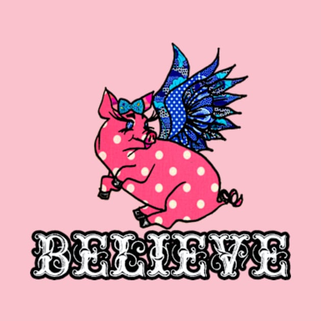 Believe Flying Polka Dot Pig by artbyomega
