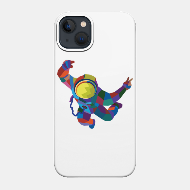 Flying Rainbow Astronout In Pop Art - Astronaut - Phone Case