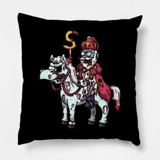 Horror Saint Nicholas On Horse Pillow