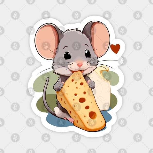 Mice Love Cheese Magnet by Mara Bun