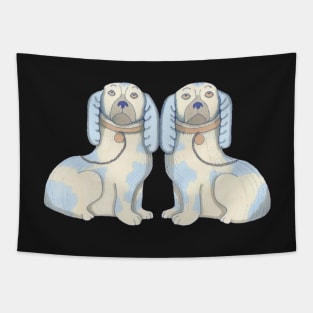 Spaniel dogs, twins, Staffordshire Pottery Style Tapestry