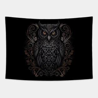 painting in dark style about the life of a Owl Head Tapestry