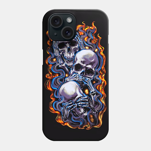 Hear No Evil Skulls Phone Case by Shawnsonart