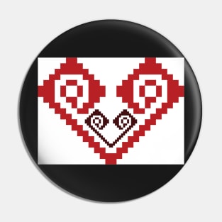 Two hearts - Traditional Romanian folk art knitted embroidery pattern Pin