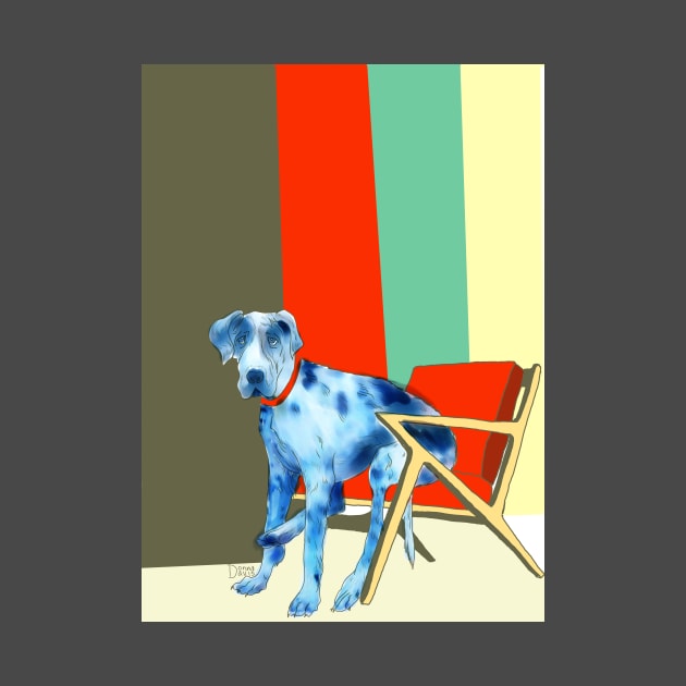 Great Dane in an Eames chair with Mid Century Design by donnadavisart1