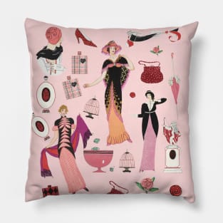 Vintage Fashion Style Classy Illustration Pillow