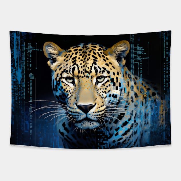 Leopard Animal Art Decor Paint Mosaic Tapestry by Cubebox