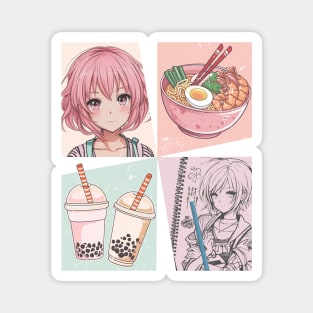 Anime Ramen Boba Sketching Magnet