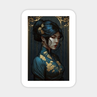 A Chinese Beauty in Blue and Gold Magnet