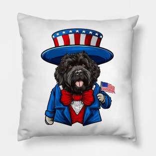 Funny 4th of July Bouvier des Flandres Dog Pillow
