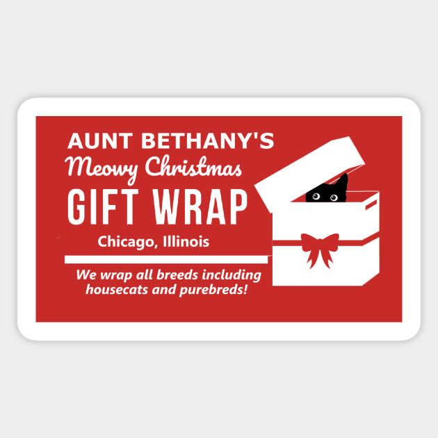 Aunt Bethany's Meowy Christmas Gift Wrap - Aunt Bethany - Sticker