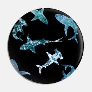 Hydro Flask stickers - ocean blue shark group with sea wave texture | Sticker pack set Pin