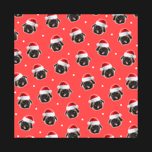 Santa Pug Pattern Design T-Shirt