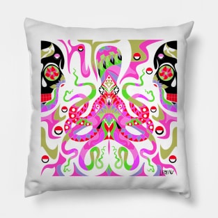 the monster in the ocean kraken squid ecopop in totonac pattern wallpaper Pillow