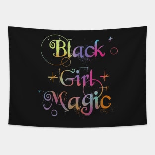 Black Girl Magic Rainbow Quote Tapestry