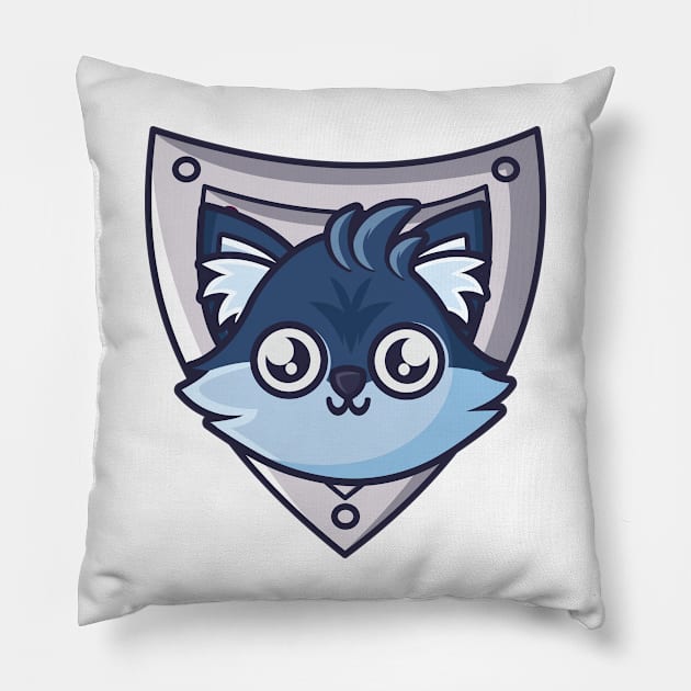 Cute Wolf Head Shield Pillow by onama.std