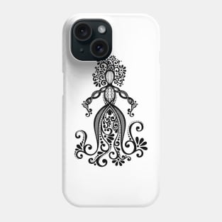 Monochrome Silhouette Goddess of Nature with Ornament Phone Case