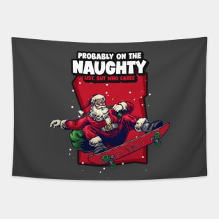 Skater Santa Skateboarding Skateboarder Christmas Tapestry