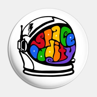 Space Oddity Astronaut Helmet Word Art Pin