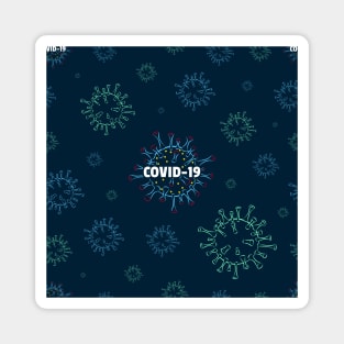 Seamless Pattern Blue and Green Virus Disease Magnet