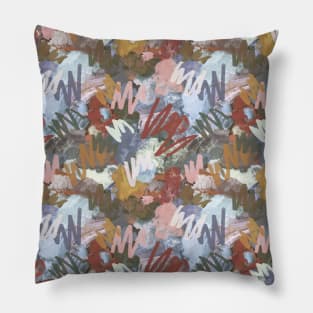 Brush strokes and felt tip pen fall mood Pillow