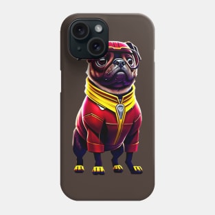 Cute Pug in Red Iron Suit - Adorable Dog in Custom Metal Costume Phone Case