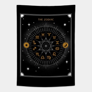 Signs of the Zodiac Wheel | Astrology Zodiac Sign Design Tapestry