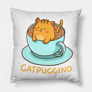 Catpuccino - For Cat and Cappuccino Lovers Pillow