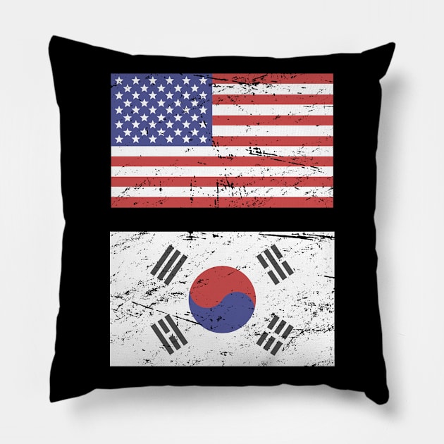 United States Flag & South Korea Flag Pillow by Wizardmode