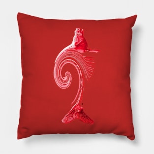 Curved Fish Red Pillow