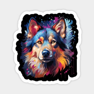 Siberian Husky Rainbow Magnet