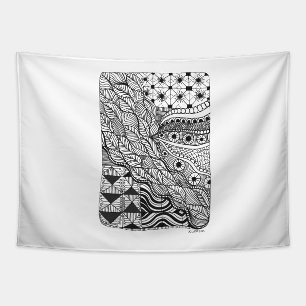 Abstract illustration black and white drawing pattern Tapestry by Nathalodi
