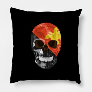 Papua New Guinea Flag Skull - Gift for Papua New Guinean With Roots From Papua New Guinea Pillow