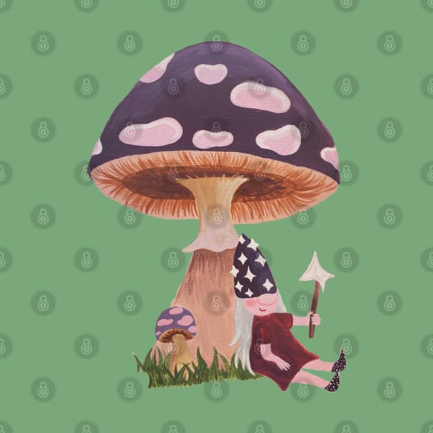 Gnome Witch with Mushroom by Art by Bronwyn