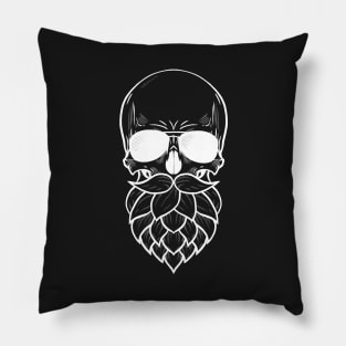 Hop Bearded Skull White Pillow