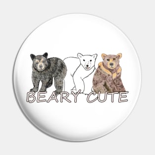 Animal art, sketch, bears, Beary Cute Pin